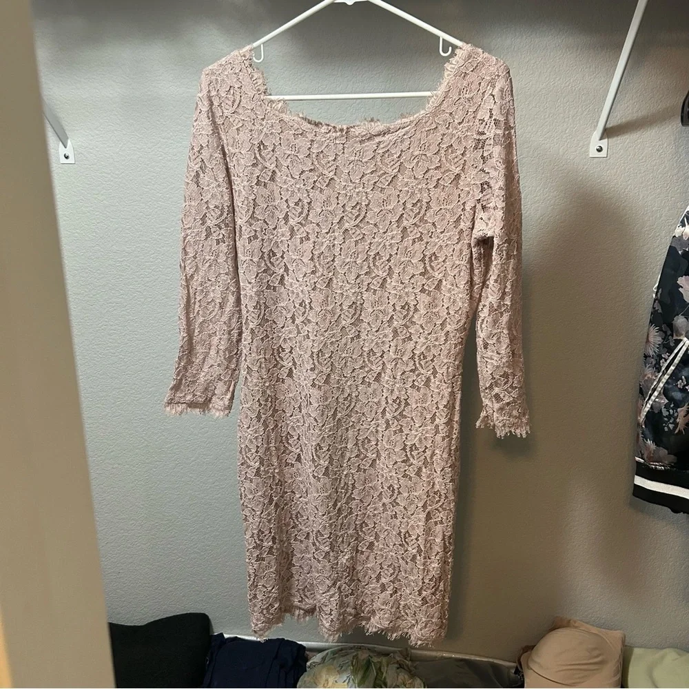 Diane Von‎ Furstenberg Zarita Lace Sheath Dress Nude SIZE 14